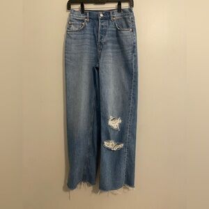 Grlfrnd The Bella Low Rise Boyfriend Blue Denim Jeans Size 25